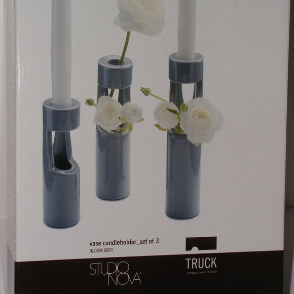 Mikasa Truck Bloom Set of 3 Vases Gray Ceramic - Picture 3 of 16